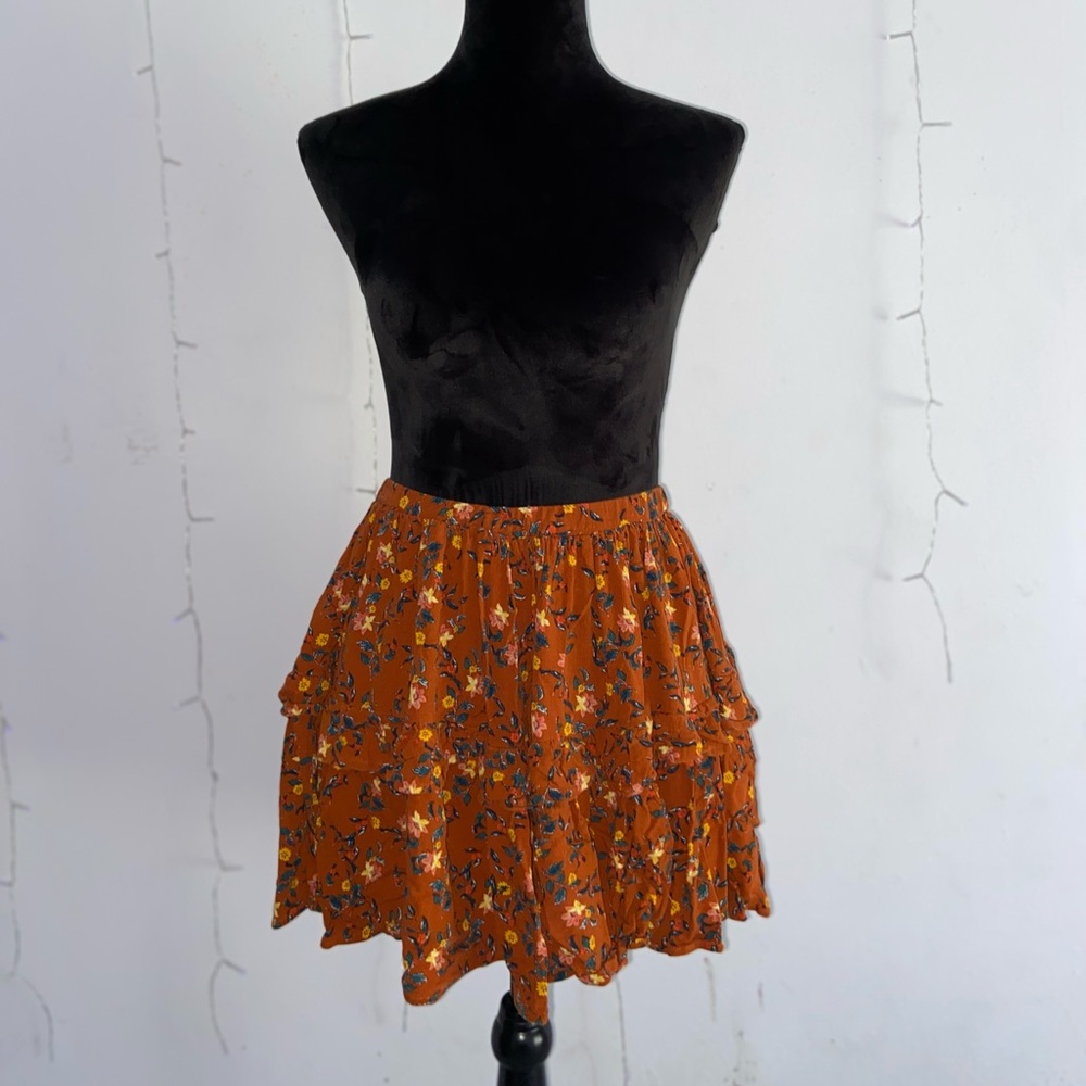 Chelsea & Violet Burnt Orange Floral Mini Skirt